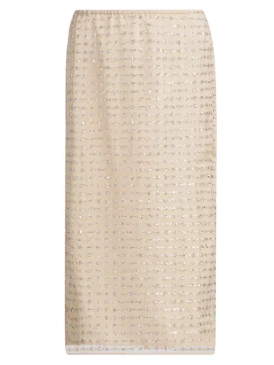 Staud Women's Casey Embellished Midi-skirt In Neutral