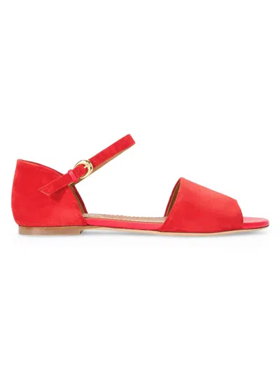 Staud Women's Catherine Suede Flat Sandals In Red