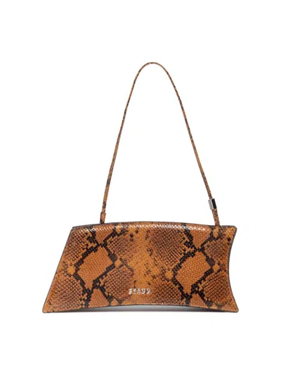 Staud Women's Coco Snakeskin-print Leather Shoulder Bag In Brown