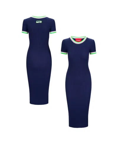 Staud Women's College Navy/green Seattle Seahawks Colleen Dress In Blue