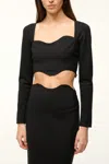Staud Logo Jersey Crop Top With Dart Detailing In Black