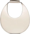 Staud Moon Mini Glossed-leather Shoulder Bag In White