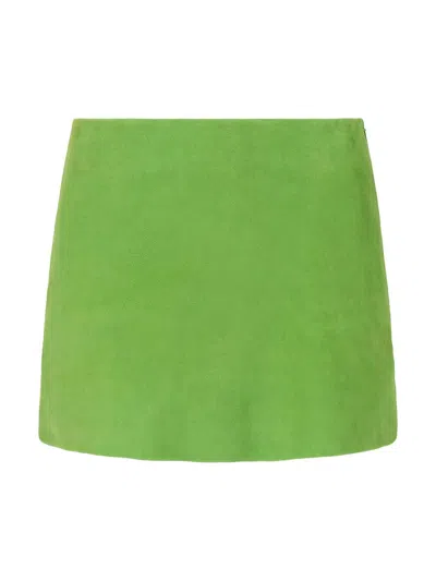 Staud Women's Crest Suede Miniskirt In Green