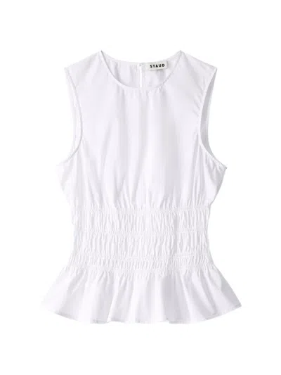 Staud Women's Culver Stretch-cotton Peplum Top In White