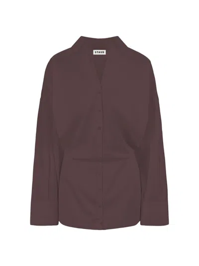 Staud Women's Cynthia Stretch-cotton Mini-shirtdress In Brown
