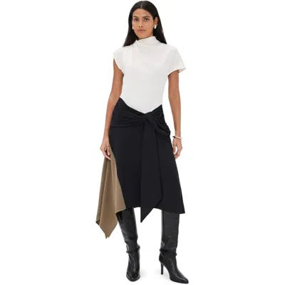 STAUD STAUD WOMEN'S DAVINA ASYMMETRIC PANELLED CREPE DRESS, BLACK MULTI