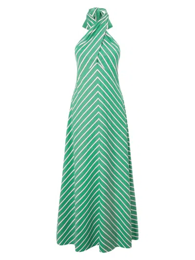 Staud Women's Dawn Striped Halter Dress In Seaweed Stripe