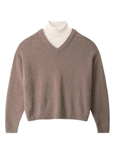 Staud Women's Doris Cashmere V-neck Sweater In Brown