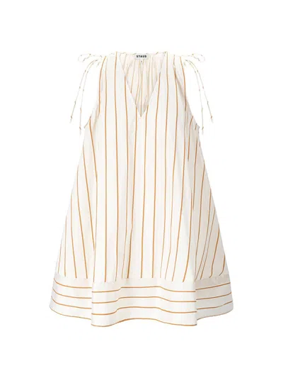 Staud Women's Elena Striped Cotton-blend A-line Minidress In Neutral
