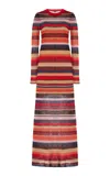 Staud Eiza Striped Knit Maxi Dress In Multi