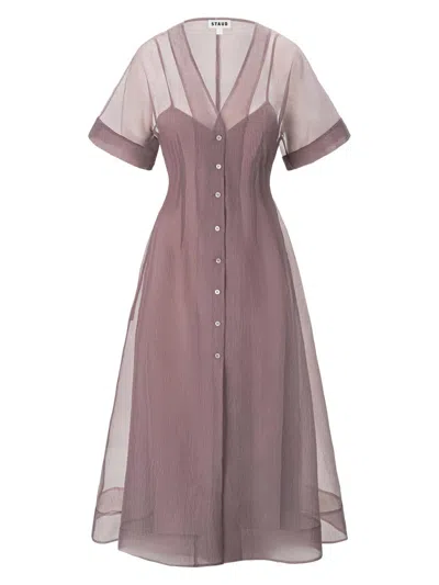 Staud Women's Elle Semi-sheer Midi-shirtdress In Brown