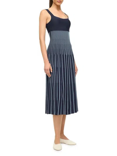 Staud Women's Ellison Pleated Midi-dress In Blue