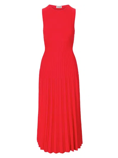 Staud Women's Elyse Pleated Midi-dress In Red