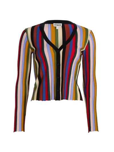 Staud Ezra Cardigan In Artist Stripe In Multi