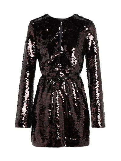 Staud Fifi Sequined Long-sleeve Mini Dress In Multi