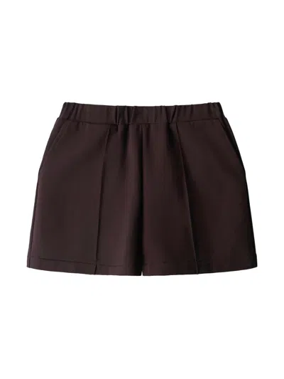 Staud Women's Fletcher Front Pleat Pull-on Shorts In Brown