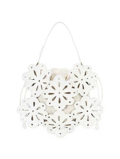Staud Women's Flora Leather Basket Bag In White