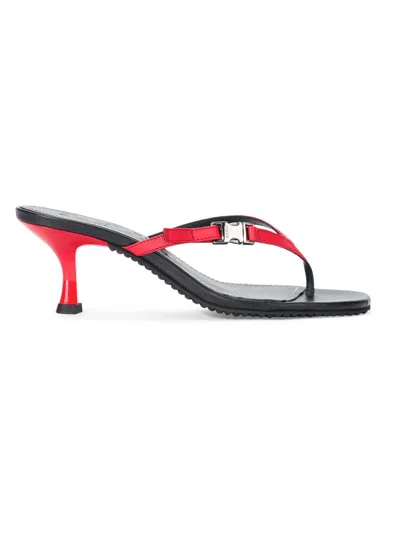 Staud Flynn Kitten Heel Sandals Black Red Rose