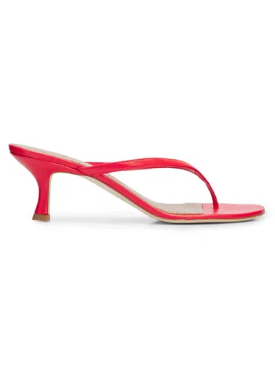 Staud Women's Freja 60mm Leather Kitten-heel Sandals In Red