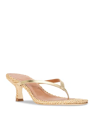 Staud Freja Woven Thong Slide Sandal In Brown