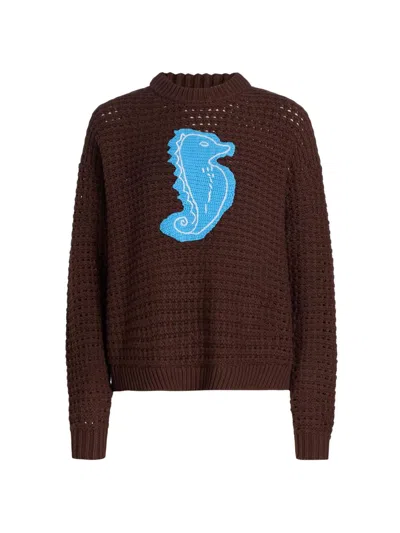 Staud Women's Giada Seahorse Open-knit Sweater In Brown