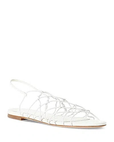 Staud Gio Knotted Elastic And Leather Sandals In Paper