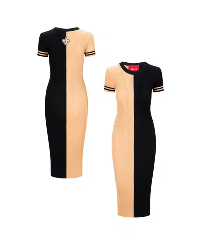 Staud Women's Gold/black New Orleans Saints Colleen Dress In Multi