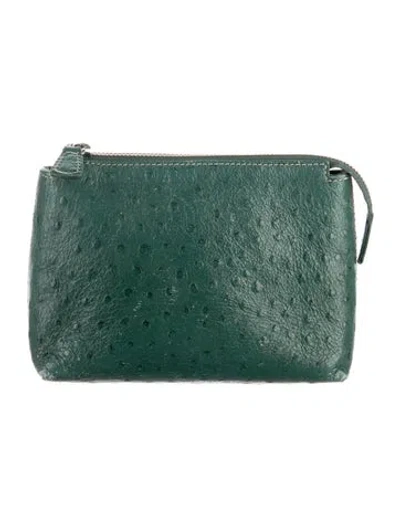 Pre-owned Staud Women's Green Leather Cosmetic Bag