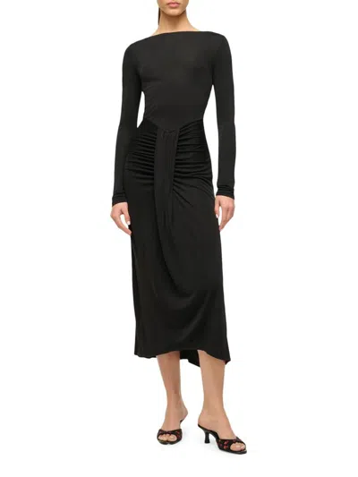 Staud Women's Gres Draped Midi-dress In Black