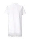 Staud Grier Silk And Lace-trimmed Cotton-jersey Mini Dress In White