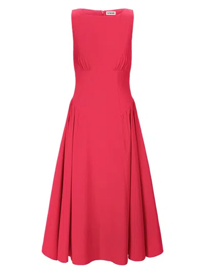 Staud Women's Gwen Cotton Sleeveless A-line Midi-dress In Red
