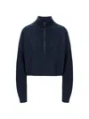 Staud Women's Hampton Cashmere Crop Half-zip Pullover In Blue