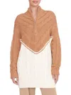 Staud Women's Hampton Colorblocked Cable Knit Longline Sweater In Camel Ivory