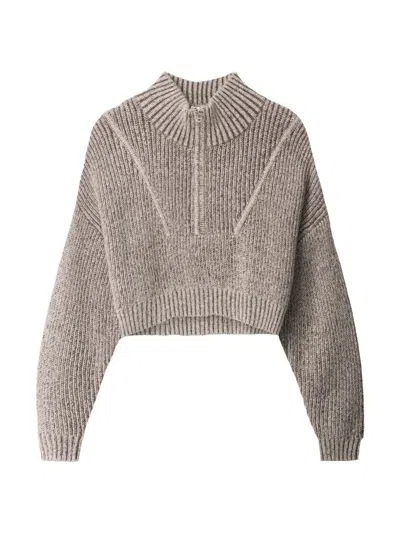 Staud Women's Hampton Half-zip Crop Sweater In Sand