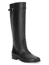 Staud Harlow Leather Riding Boots In Black