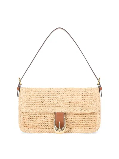 Staud Harlow Raffia Shoulder Bag In Nude