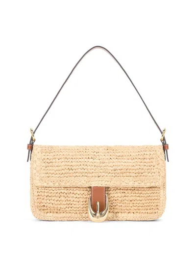 Staud Women's Harlow Raffia & Leather Shoulder Bag In Brown