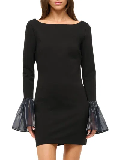 STAUD WOMEN'S HAWTHORNE CHIFFON BELL-SLEEVE MINIDRESS