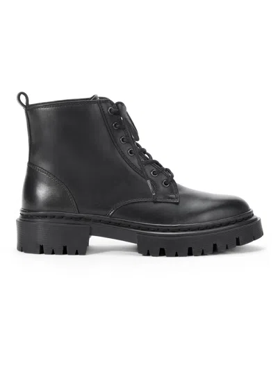 Staud Henry Leather Combat Boots In Black