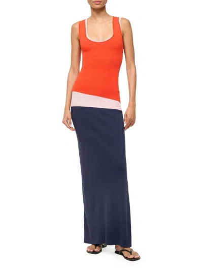 Staud Women's Hermosa Colorblocked Sheath Maxi-dress In Orange