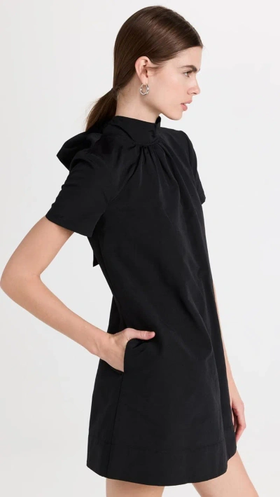 Staud Women's Ilana Mock Neck Short Sleeves Mini Dress Black