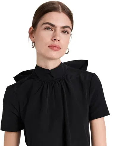 Staud Women's Ilana Mock Neck Short Sleeves Mini Dress In Black