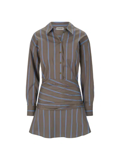 Staud Women's Indya Striped Stretch-cotton Mini-shirtdress In Multi