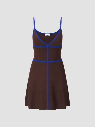 Staud Women's Jaquelin Bonded Mini Dress In Espresso Cobalt