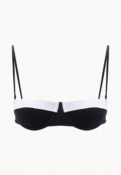 Staud Women's Jo Balconette Bikini Top In Black/white In Multi