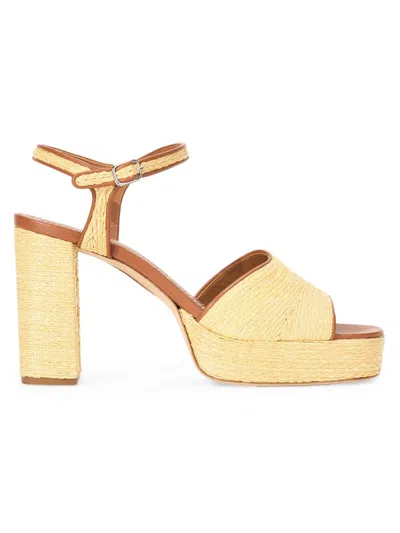 Staud Women's Jodie 100mm Raffia Block-heel Sandals In Gold
