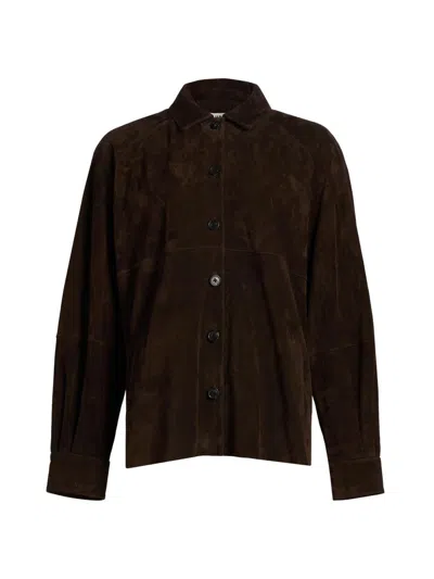 Staud Women's Josette Suede Shirt Jacket In Brown