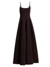 Staud Joy Cotton-blend Faille Maxi Dress In Brown
