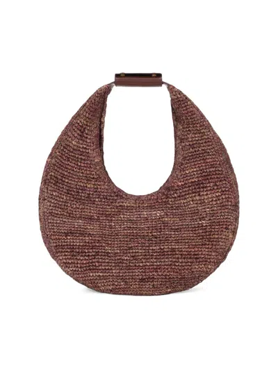 Staud Moon Raffia Tote Bag In Brown