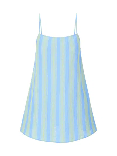 Staud Women's Laura Linen Stripe Minidress In Blue